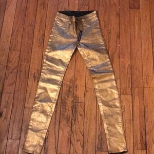 J Brand super skinny mid rise metallic jeans